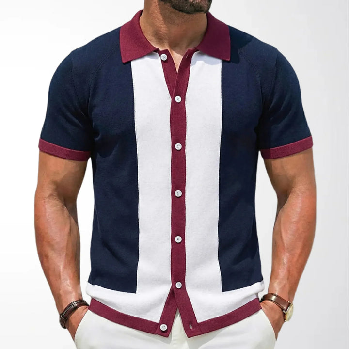 Polohemd Herren - Stricktexturiertes lässiges Polo mit kurzen Ärmeln