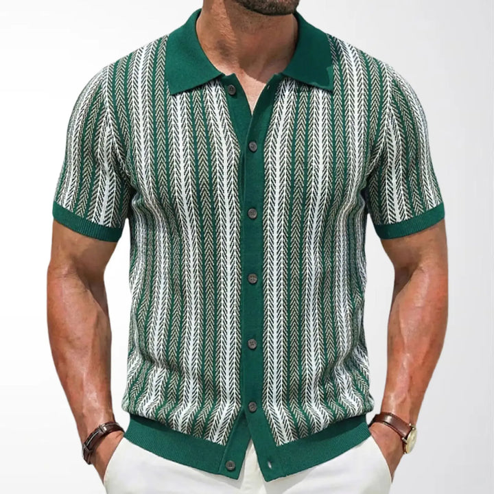 Polohemd Herren - Stricktexturiertes lässiges Polo mit kurzen Ärmeln