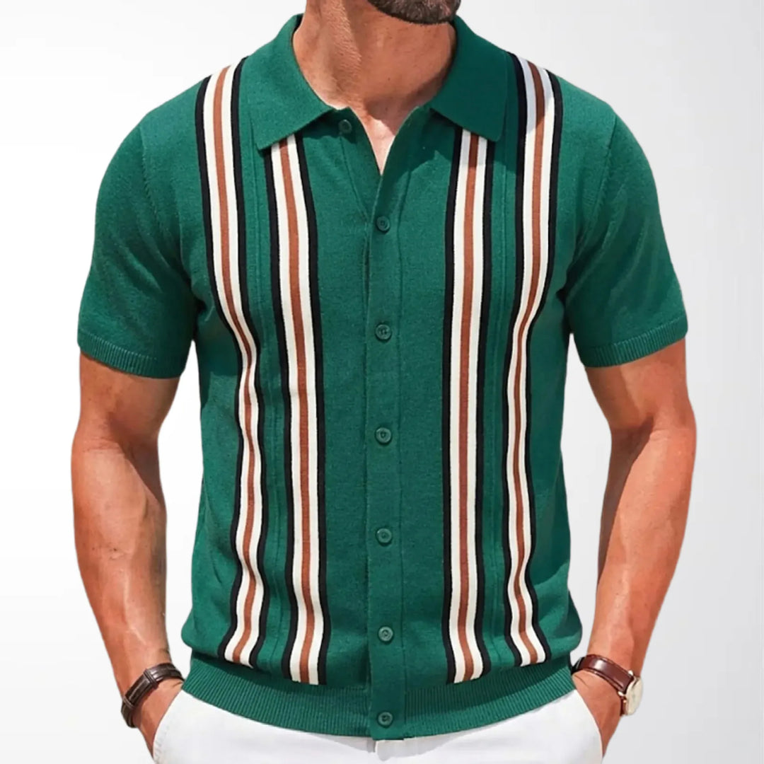 Polohemd Herren - Stricktexturiertes lässiges Polo mit kurzen Ärmeln