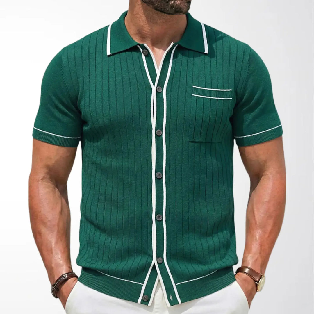 Polohemd Herren - Stricktexturiertes lässiges Polo mit kurzen Ärmeln