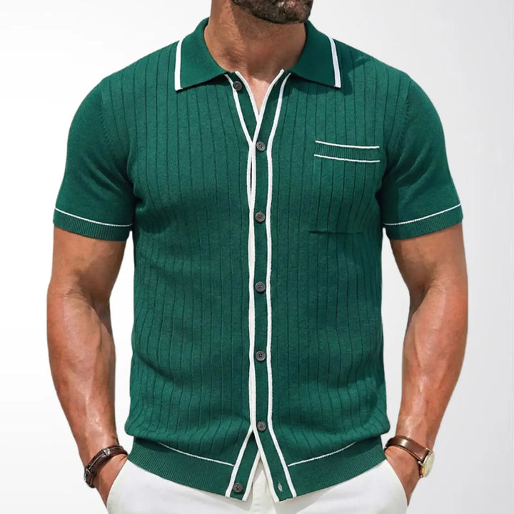 Polohemd Herren - Stricktexturiertes lässiges Polo mit kurzen Ärmeln