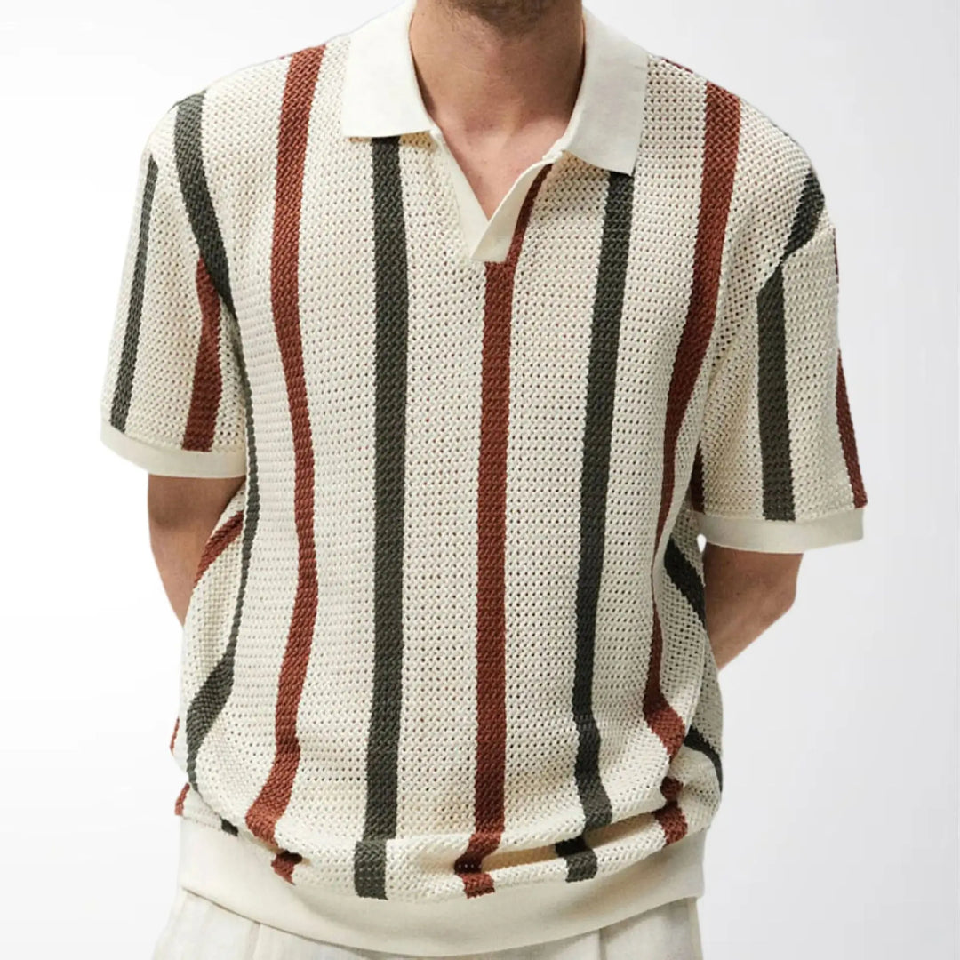 Polohemd Herren - Stricktexturiertes lässiges Polo mit kurzen Ärmeln