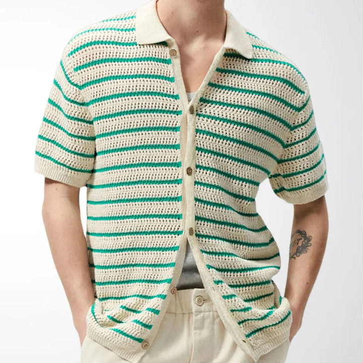 Polohemd Herren - Stricktexturiertes lässiges Polo mit kurzen Ärmeln