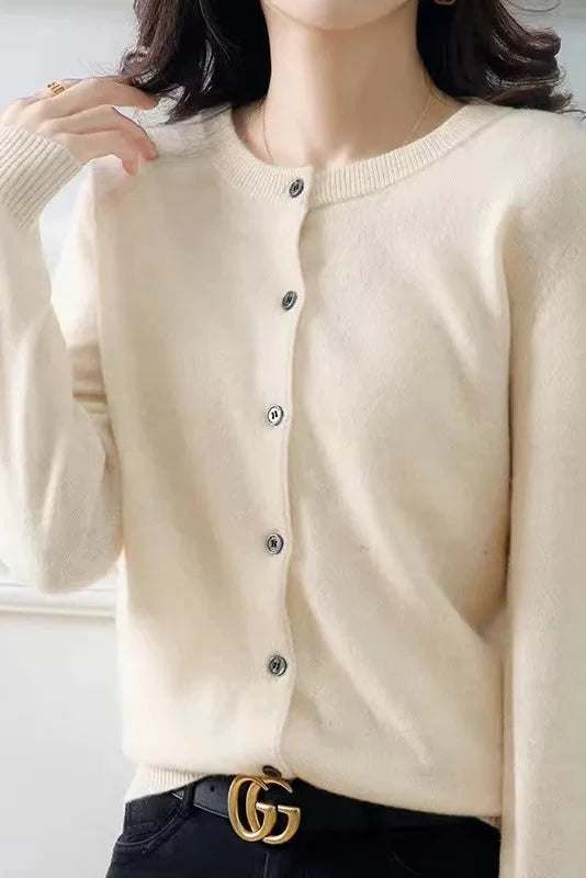 Damen Cardigan - Weicher Strick-O-Hals-Cardigan