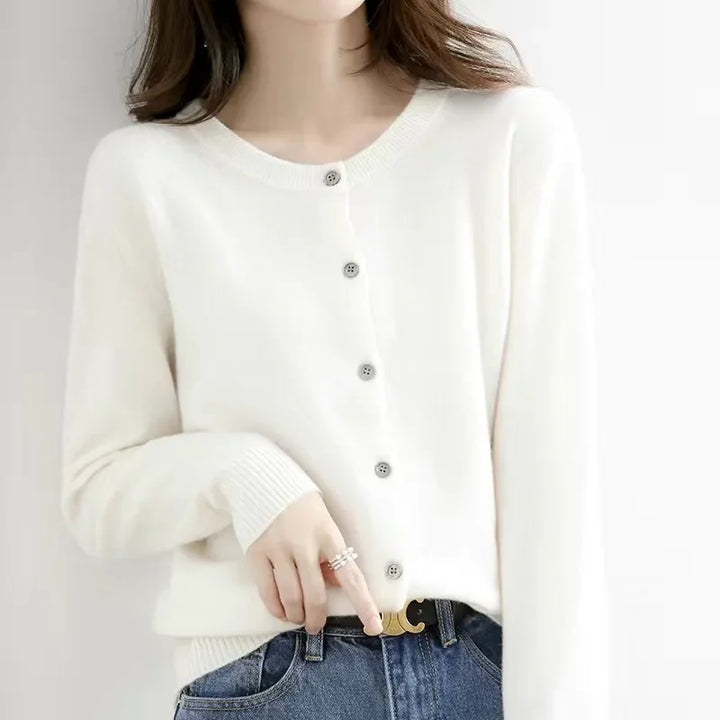 Damen Cardigan - Weicher Strick-O-Hals-Cardigan