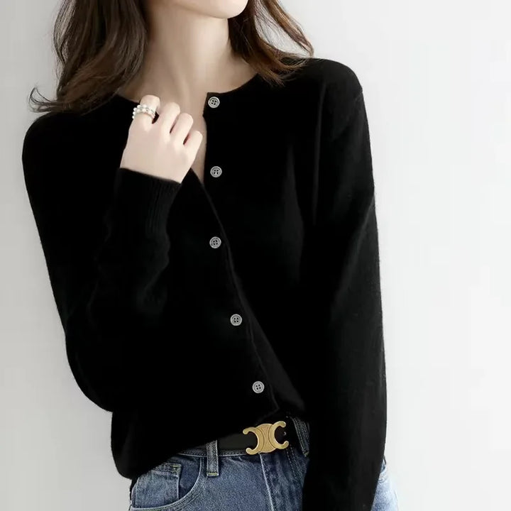 Damen Cardigan - Weicher Strick-O-Hals-Cardigan