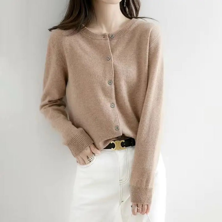 Damen Cardigan - Weicher Strick-O-Hals-Cardigan