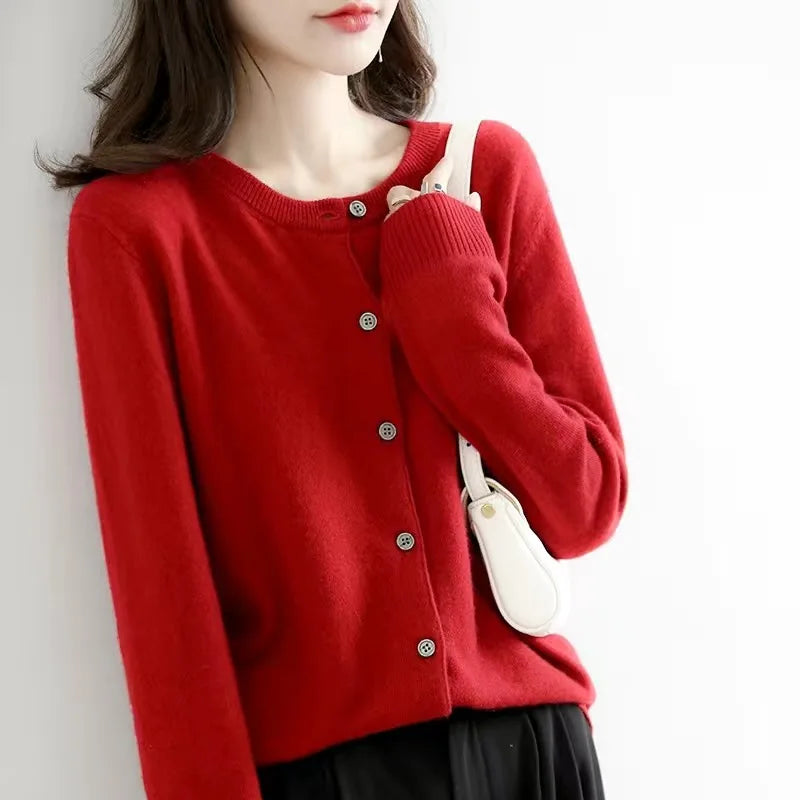 Damen Cardigan - Weicher Strick-O-Hals-Cardigan
