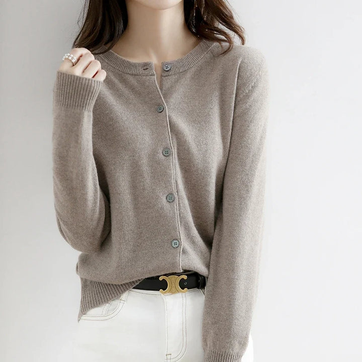 Damen Cardigan - Weicher Strick-O-Hals-Cardigan