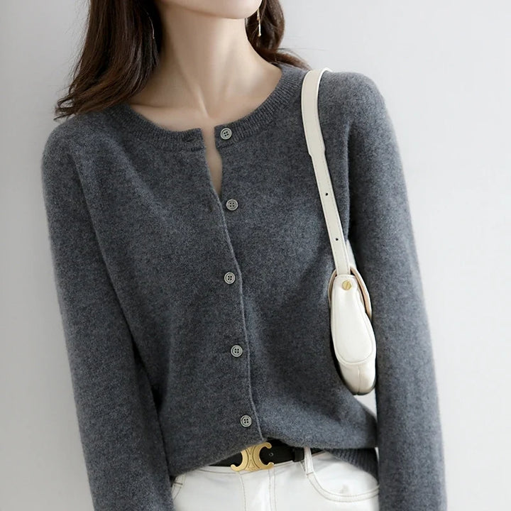 Damen Cardigan - Weicher Strick-O-Hals-Cardigan