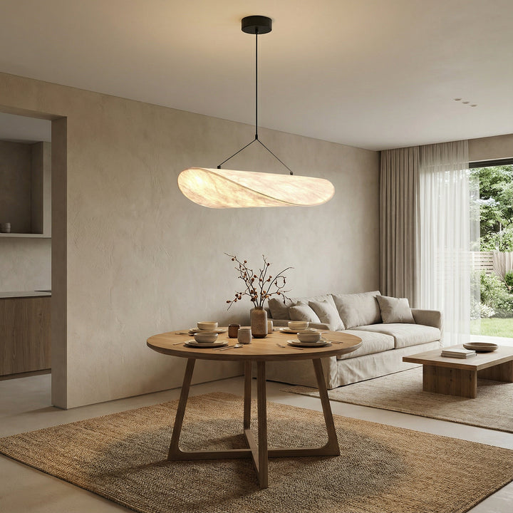 LED Pendant Light | Japandi Style | Height Adjustable | Warm White LED Light