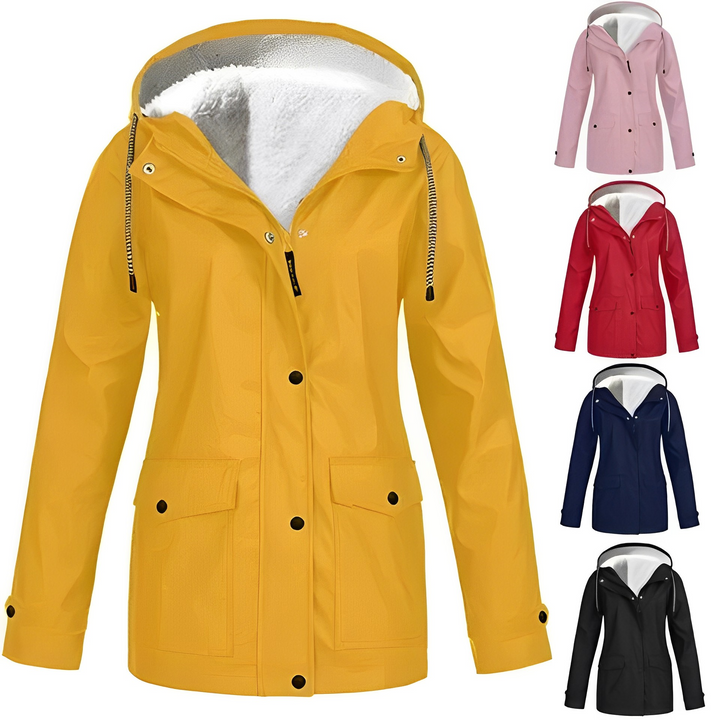 Damen Winter Regenjacke mit Fleece-Futter – Wasserdichte Outdoor-Jacke für kalte Tage