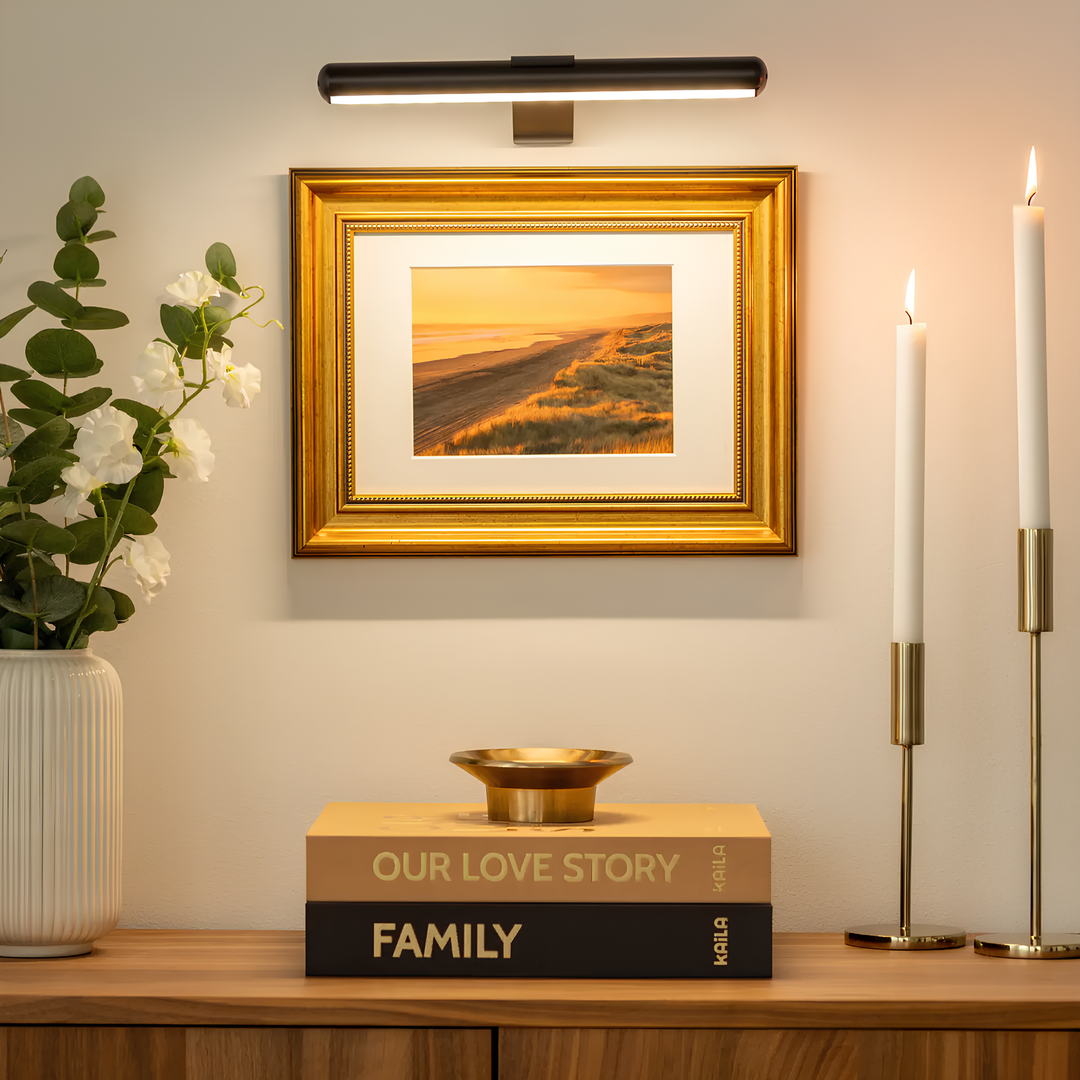 ArtGlow Wireless LED Picture Lighting – Rechargeable Wall Lamp with Remote Control, Dimmable Light