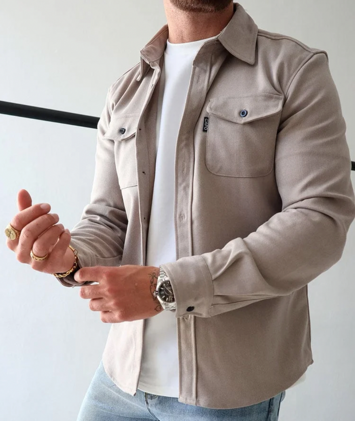Lässige Herren Hemdjacke Mit Knopfverschluss Und Brusttaschen
