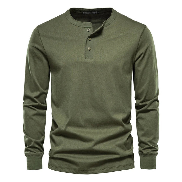 Herren Langarmshirt mit Knöpfen Casual Bequeme Passform