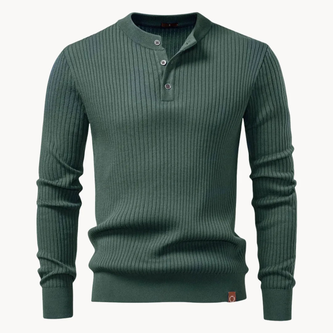 Herrenpullover mit Rundhalsausschnitt und Knopfleiste für den täglichen Gebrauch