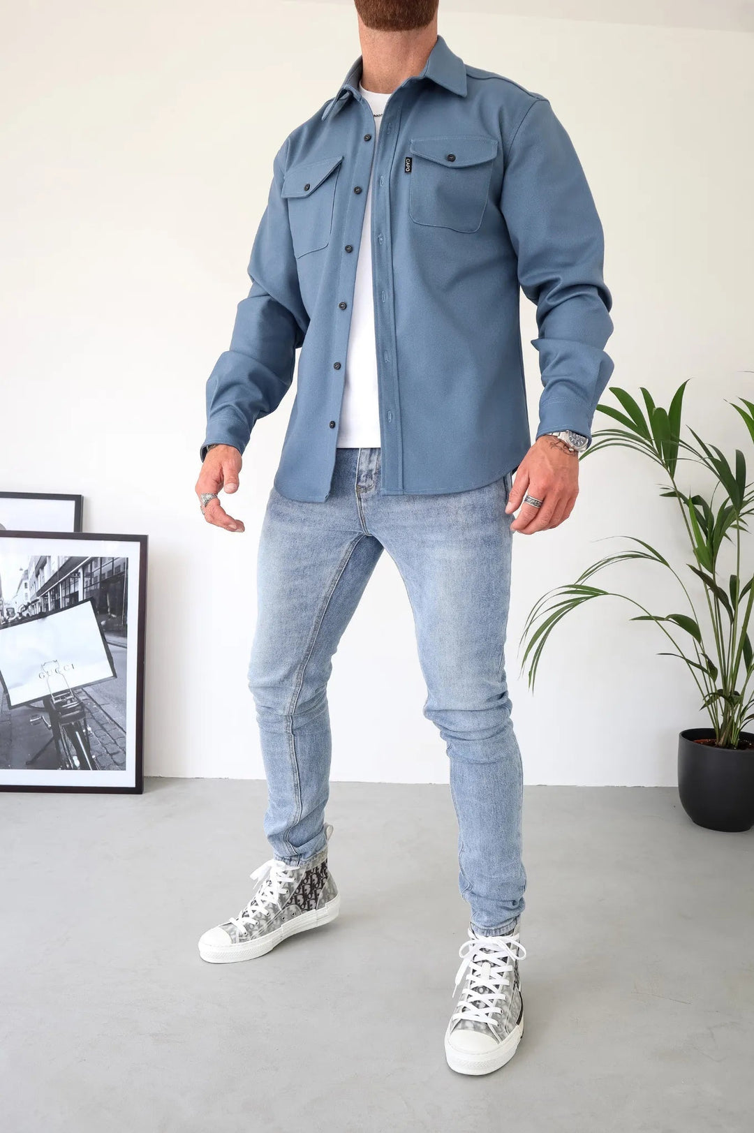 Herren Overshirt Jacke mit Brusttaschen Frühling Herbst Casual Leichtgewicht