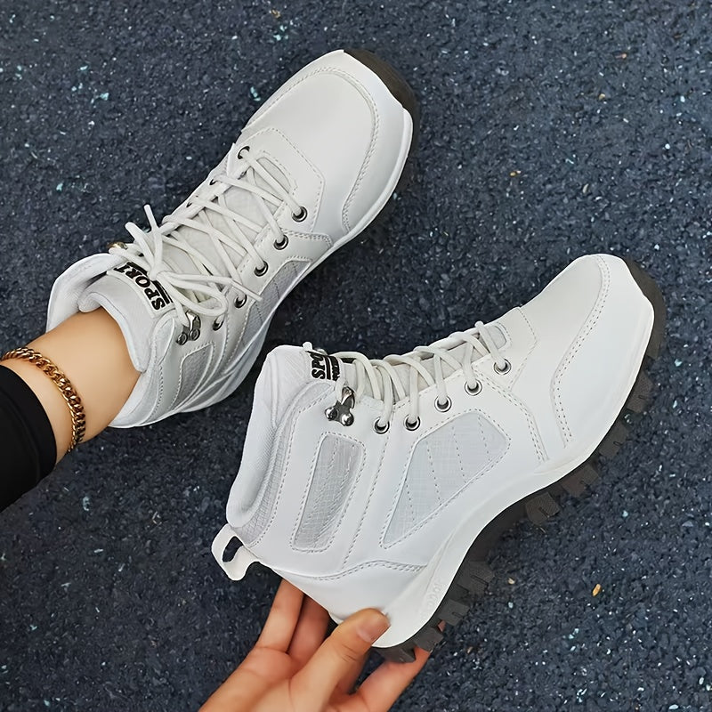 Damen Outdoor-Stiefeletten mit Schnürung &amp; robuster Sohle in Weiß