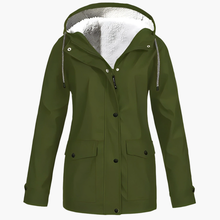 Damen Winter Regenjacke mit Fleece-Futter – Wasserdichte Outdoor-Jacke für kalte Tage