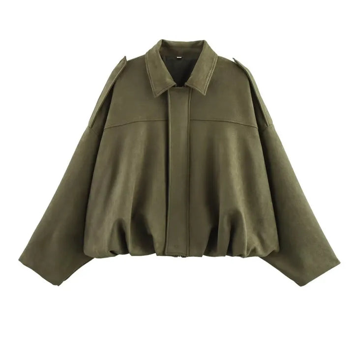 Ivy | Veste mi-saison en daim pour femme avec col pointu