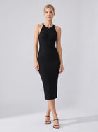 Agnes | Rippstrick Halterneck Bodycon Abend Midi Kleid