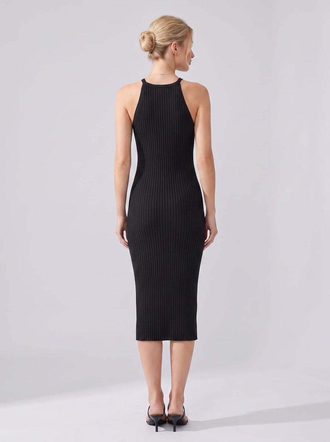 Agnes | Rippstrick Halterneck Bodycon Abend Midi Kleid