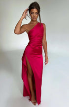 Elara - Luxe Satin Ein-Schulter Splitkleid