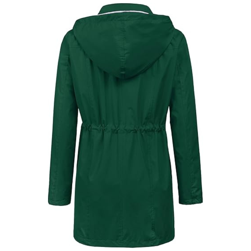 Wasserdichter langer Kapuzen-Trenchcoat gefüttert Windbreaker Reisejacke