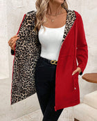 Wendbarer Damenmantel mit Leopardenmuster und vielseitigem Design