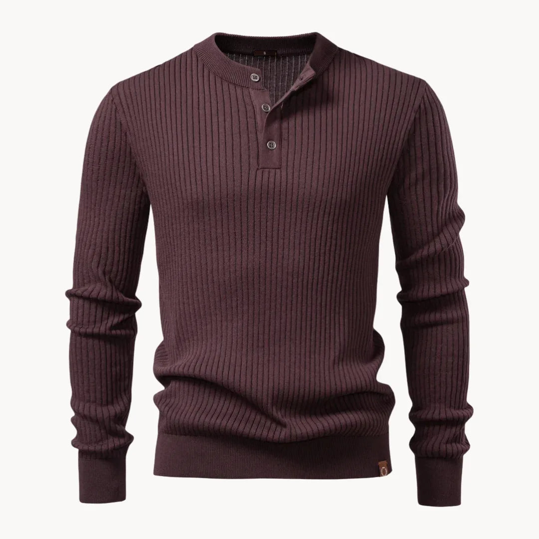Herrenpullover mit Rundhalsausschnitt und Knopfleiste für den täglichen Gebrauch