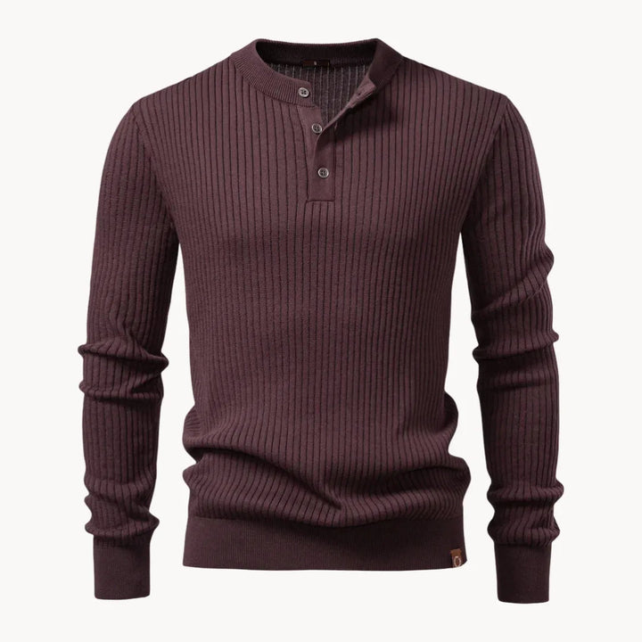 Herrenpullover mit Rundhalsausschnitt und Knopfleiste für den täglichen Gebrauch