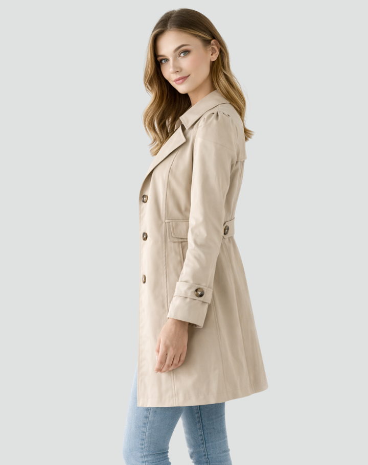 Trenchcoat Damen Slim Fit Leichtgewicht Klassischer Kragen mit Revers