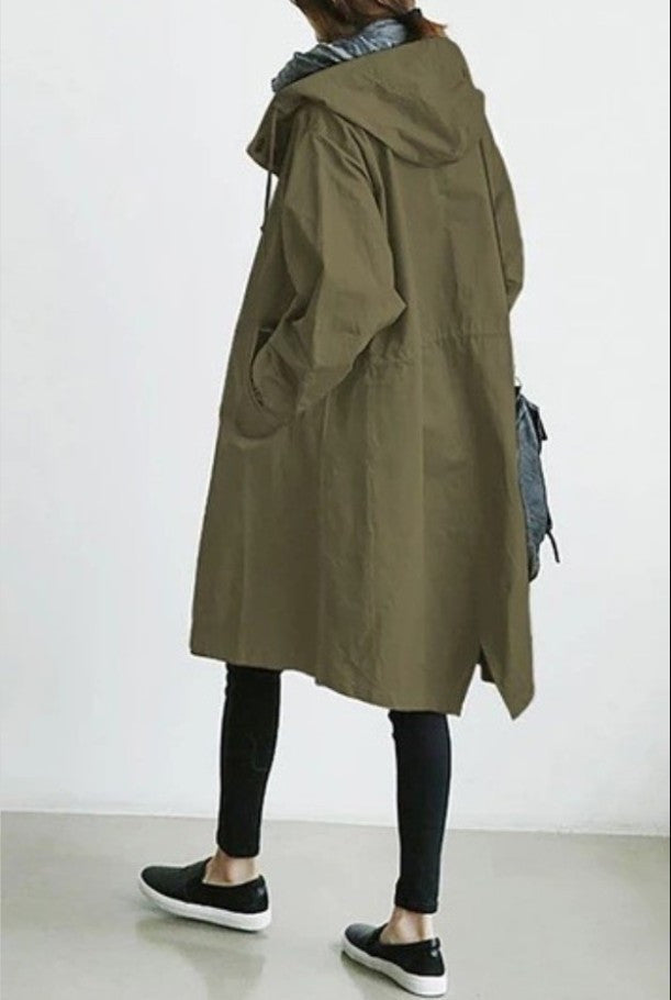 Kelly – Veste coupe-vent mi-longue décontractée pour femmes à manches longues