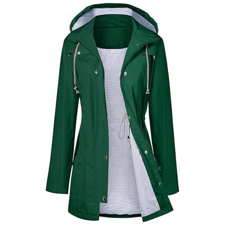 Wasserdichter langer Kapuzen-Trenchcoat gefüttert Windbreaker Reisejacke