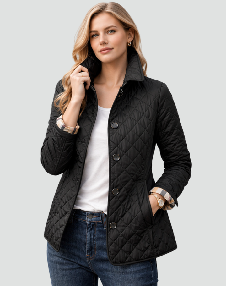 Damen Tussenseizoenjack Regular Fit Mit Stehkragen und Knöpfen