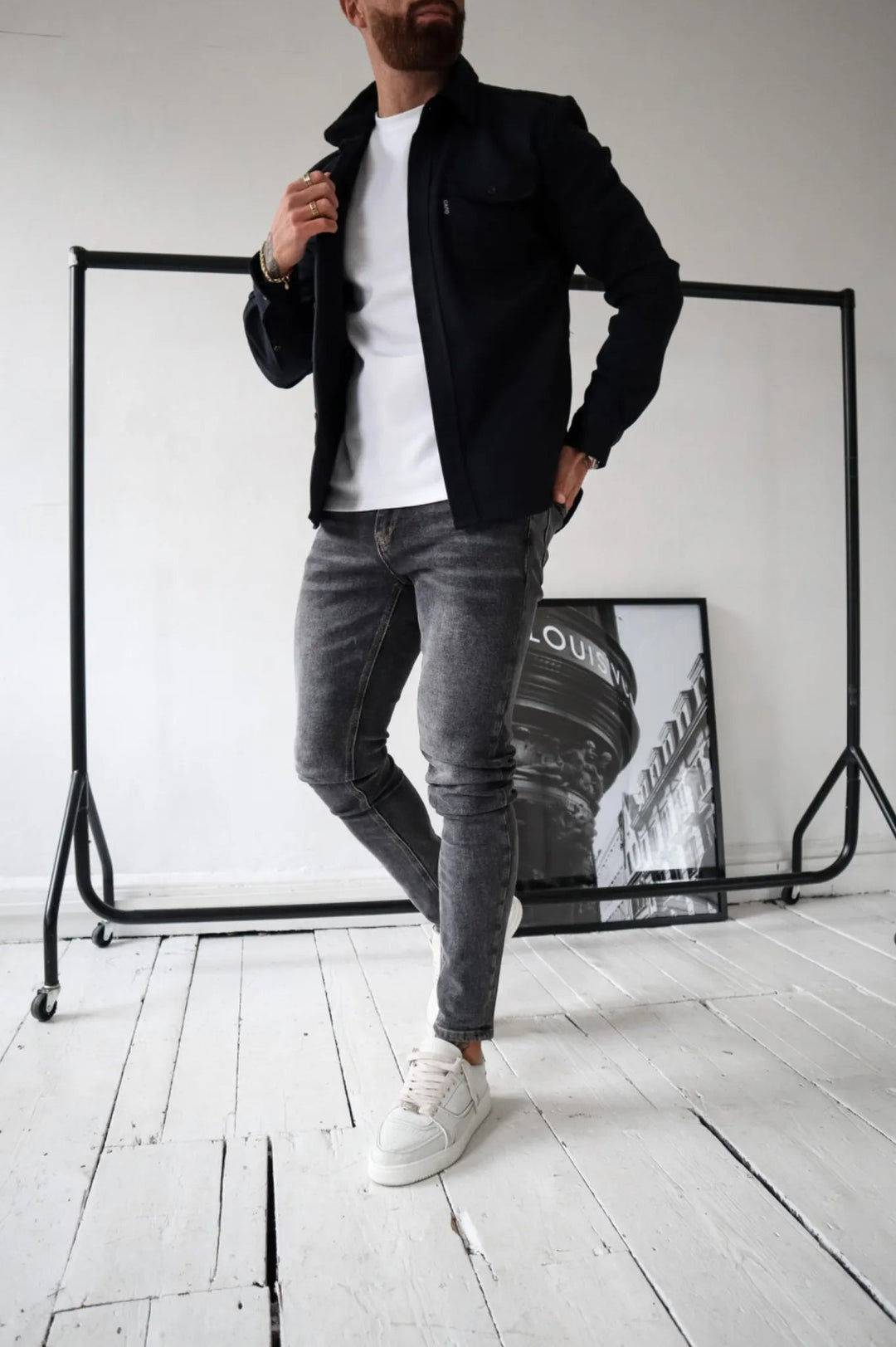 Herren Overshirt Jacke mit Brusttaschen Frühling Herbst Casual Leichtgewicht