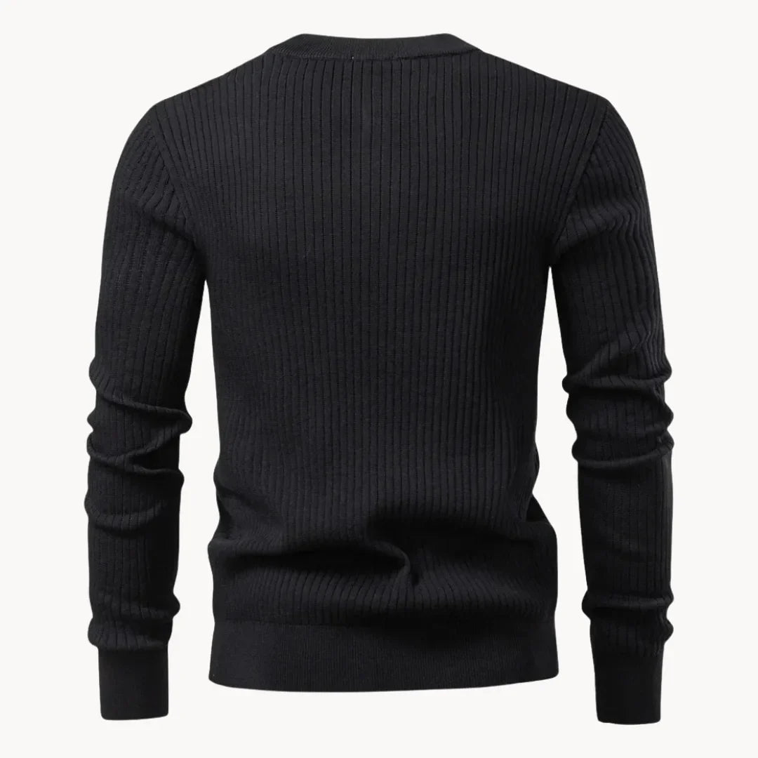 Herrenpullover mit Rundhalsausschnitt und Knopfleiste für den täglichen Gebrauch