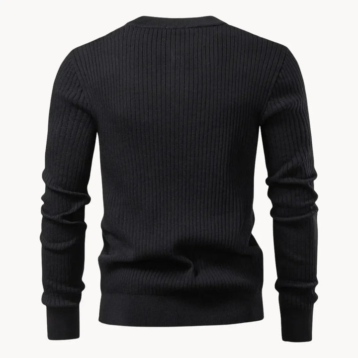 Herrenpullover mit Rundhalsausschnitt und Knopfleiste für den täglichen Gebrauch