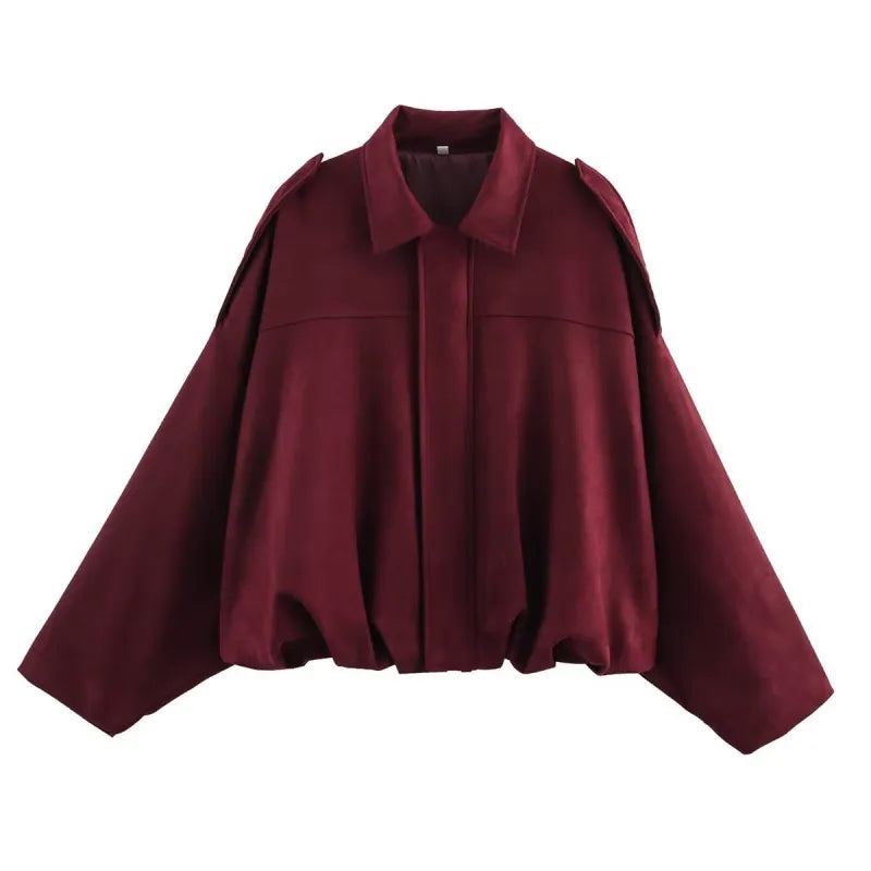 Ivy | Veste mi-saison en daim pour femme avec col pointu