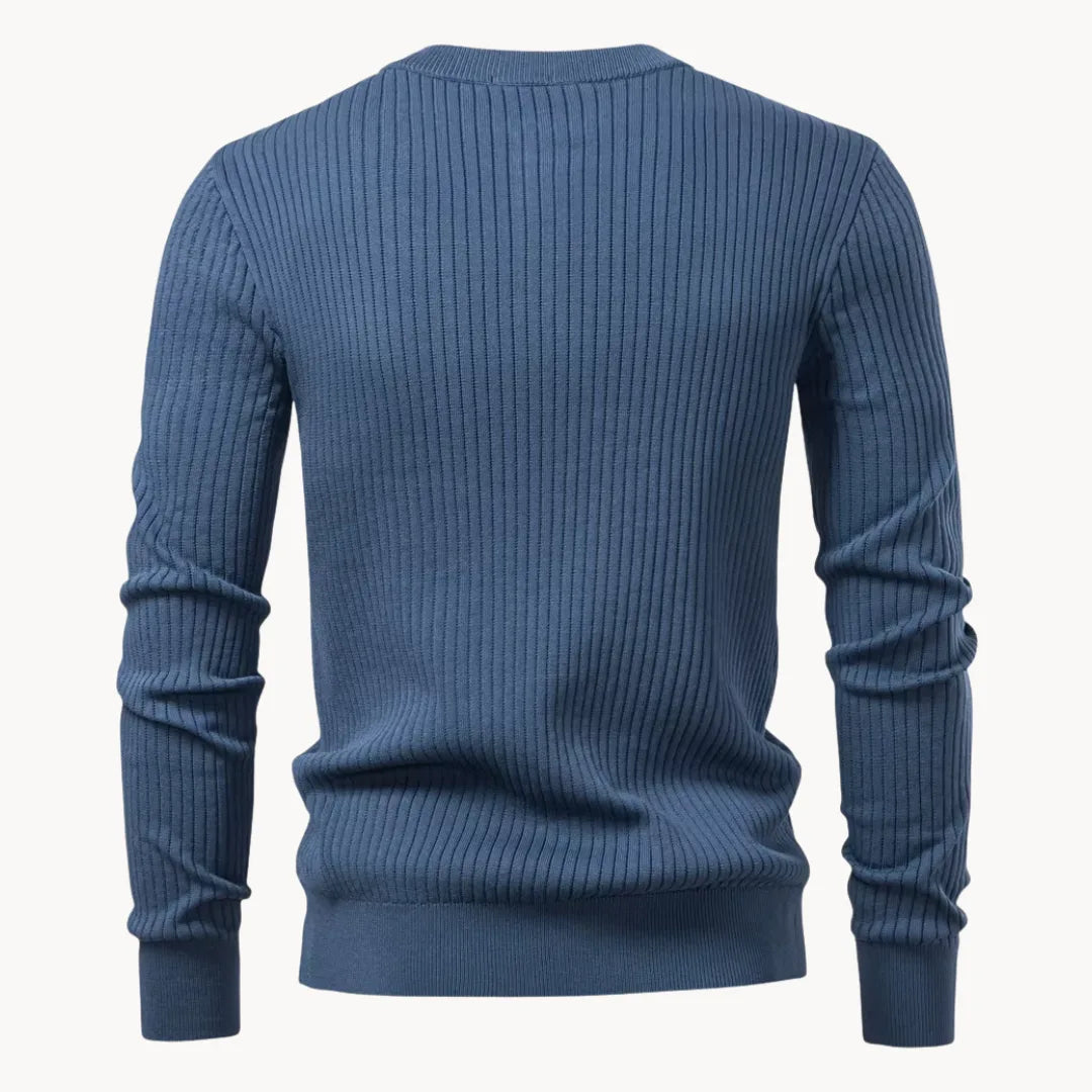 Herrenpullover mit Rundhalsausschnitt und Knopfleiste für den täglichen Gebrauch