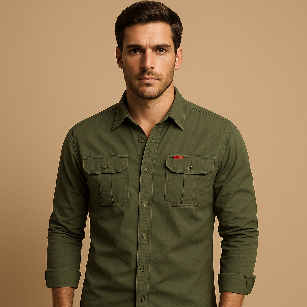 Cargo-Hemd aus Baumwolle mit Taschen für Herren | Dorian
