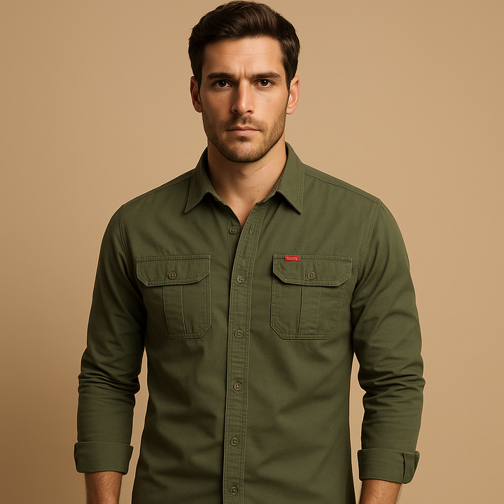 Cargo-Hemd aus Baumwolle mit Taschen für Herren | Dorian