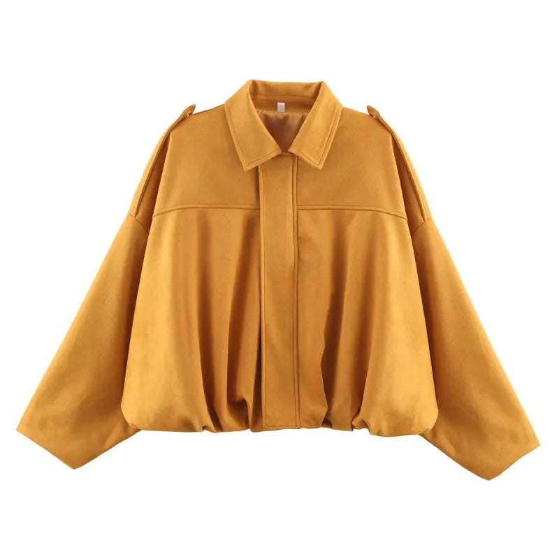 Ivy | Veste mi-saison en daim pour femme avec col pointu