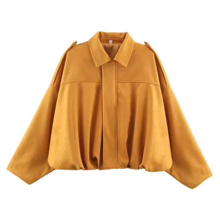 Ivy | Veste mi-saison en daim pour femme avec col pointu