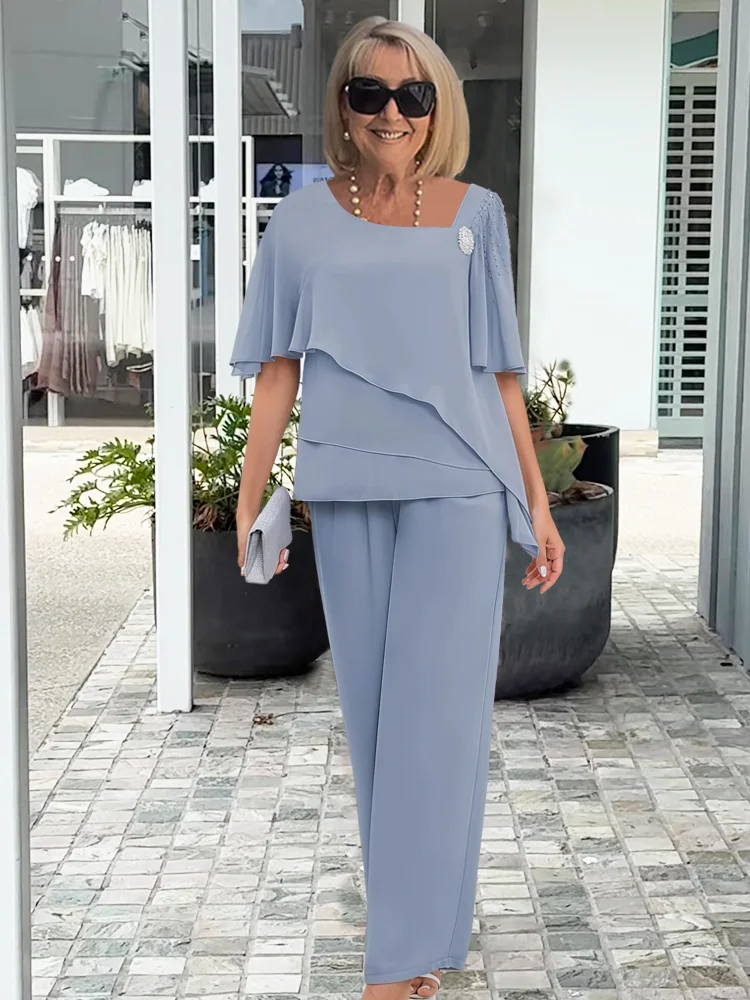 Damen 2-Teiliges Set | Hochzeitsoberteil mit Quadrat-Ausschnitt