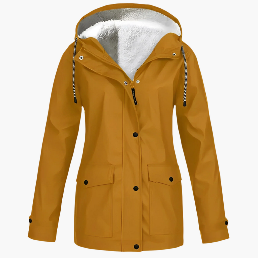 Damen Winter Regenjacke mit Fleece-Futter – Wasserdichte Outdoor-Jacke für kalte Tage