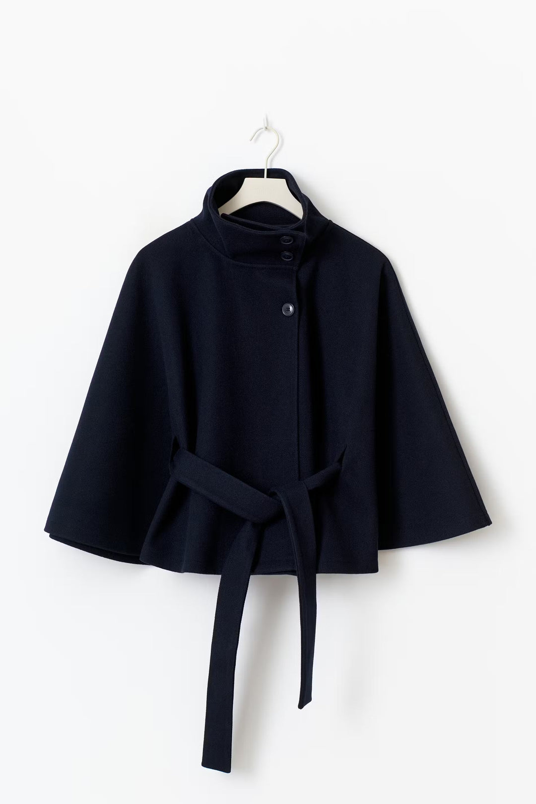 Cape Jas Damen Regular Fit Hoher Kragen Schleifen Gürtel Winter