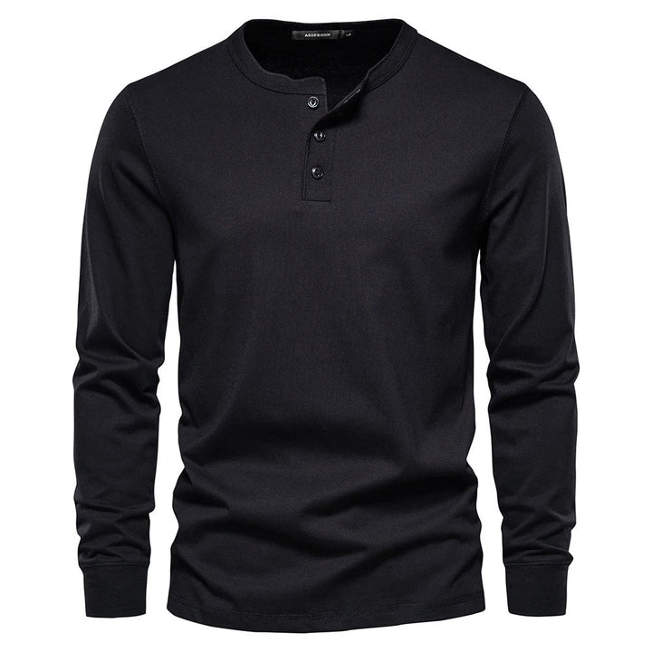 Herren Langarmshirt mit Knöpfen Casual Bequeme Passform