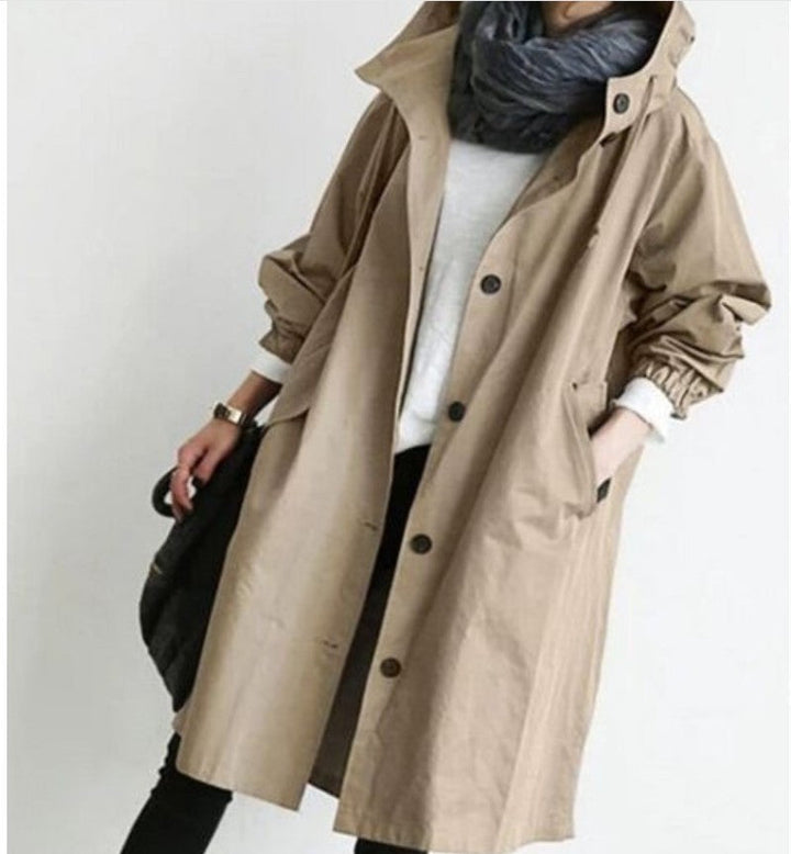 Kelly – Veste coupe-vent mi-longue décontractée pour femmes à manches longues
