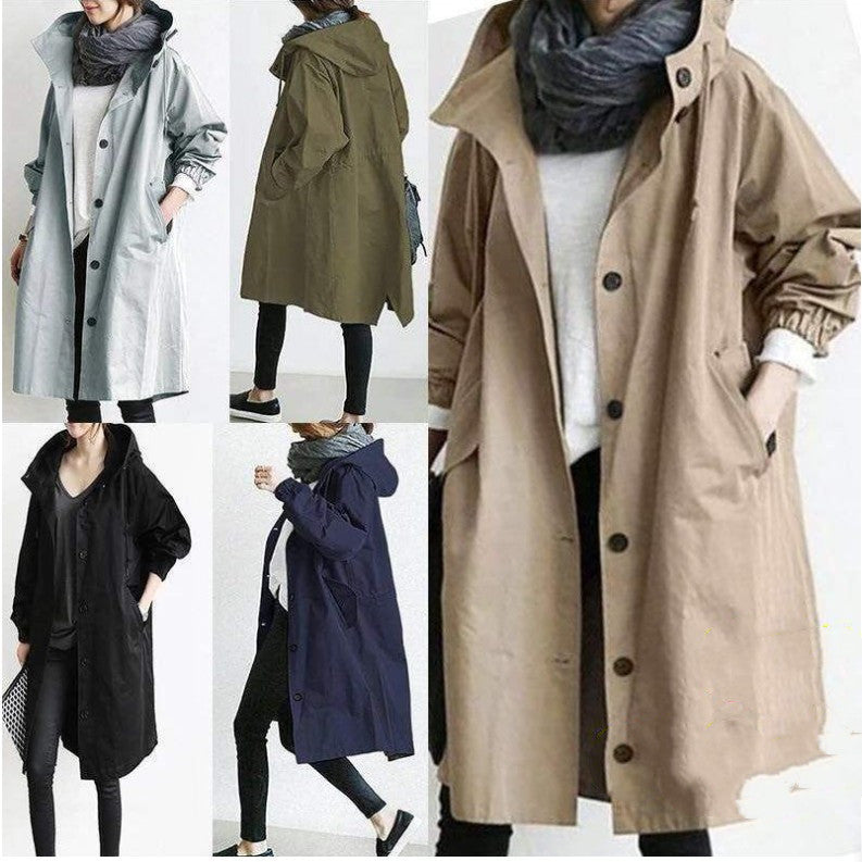 Kelly – Veste coupe-vent mi-longue décontractée pour femmes à manches longues
